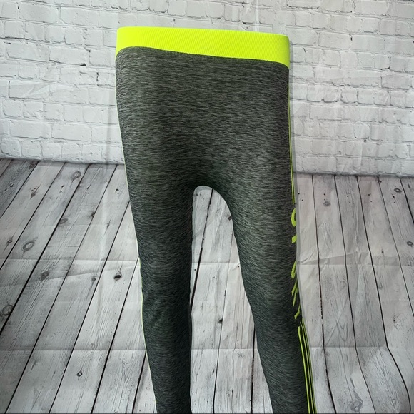 Pants - Dark Gray & Neon Yellow Stretchy Leggings size M/L